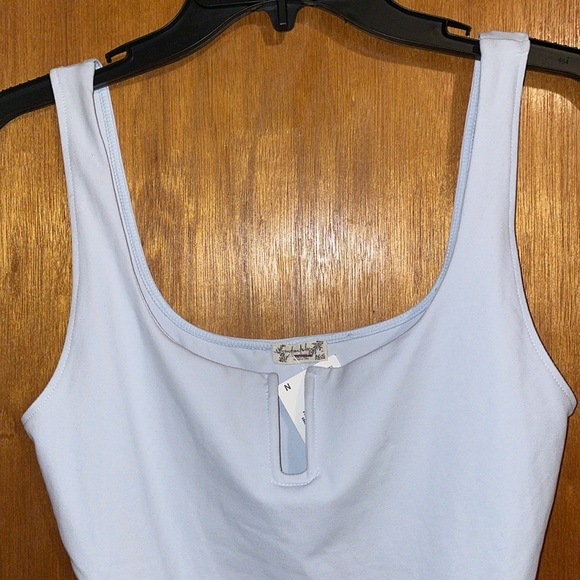 •FREE PEOPLE•NWT LIGHT BLUE TANK TOP BODYSUIT SIZE SMALL - Picture 5 of 6